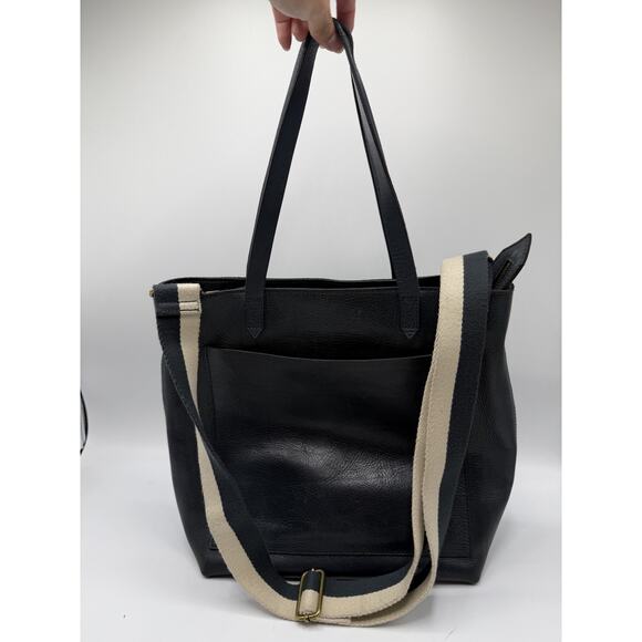 Madewell Handbags - Madewell Zip-Top Medium Transport Tote Leather Crossbody Bag Black AS IS